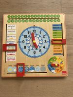 Lernuhr Goula Kalender aus Holz guter Zustand gebraucht