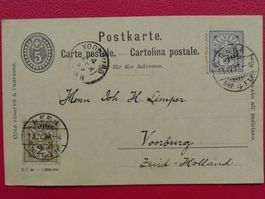 1897, 58B+59B auf antiker ZIFFERN-Karte: Bern nach Holland.