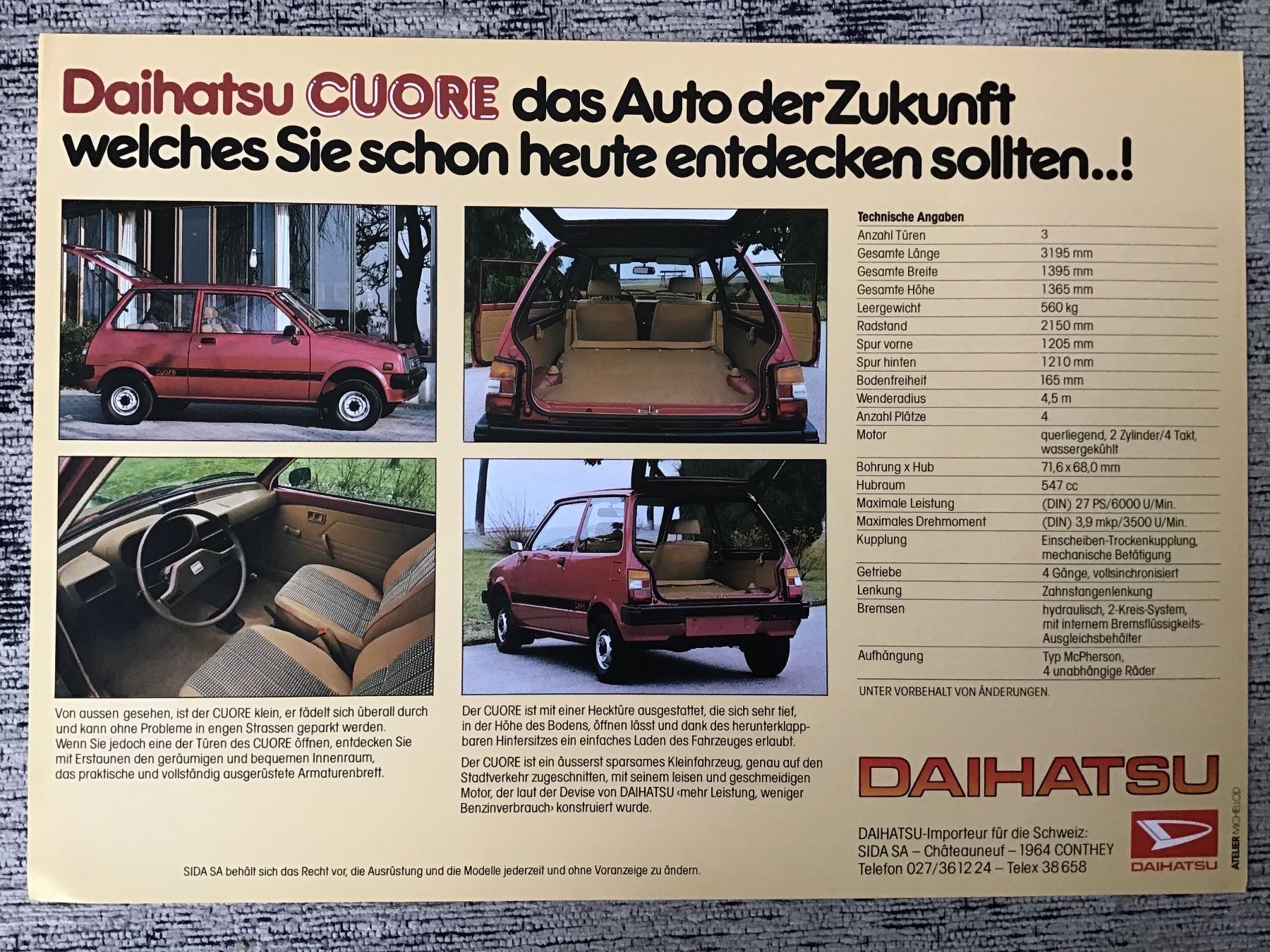 Daihatsu Dokumente: Daihatsu Cuore Prospektblatt – Gebraucht aus Scherzingen von Starseller62 1