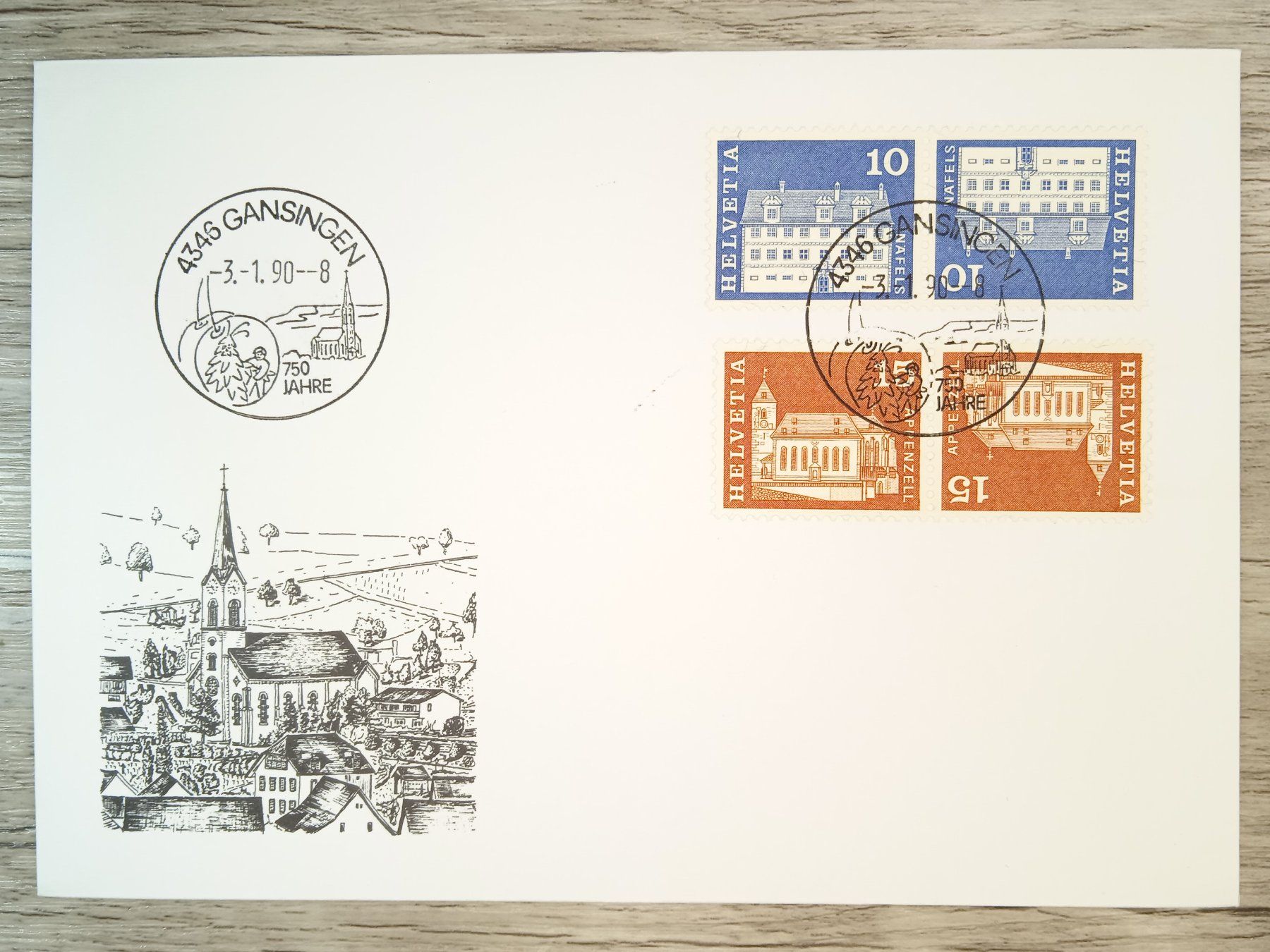 Tutti i francobolli: TR60 Enveloppe + Timbre Suisse 1990 – Usato da Cousset venduto da Patrick_Collections