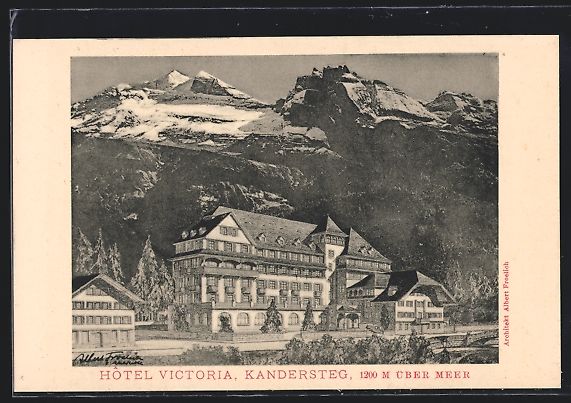 Cartoline postali: AK Kandersteg, Hotel Victoria – Usato da Berlin venduto da bartko-reher
