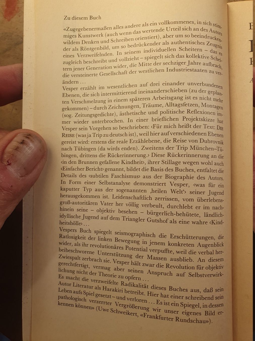 Libri: Die Reise - Bernward Vesper – Usato da Zürich venduto da loosebone 1
