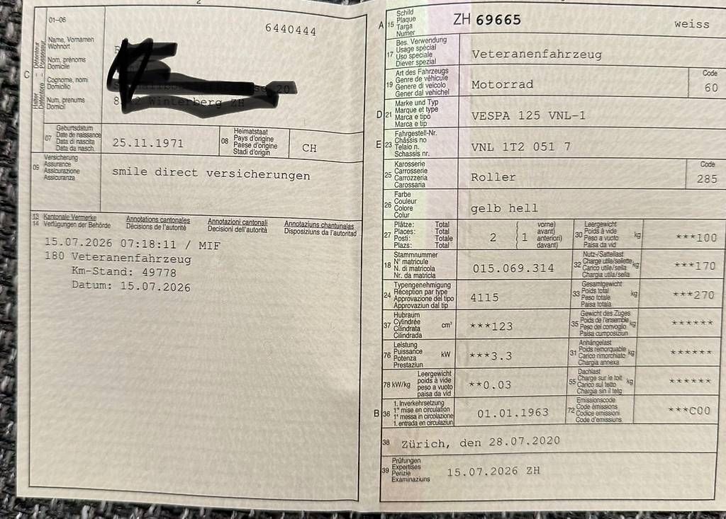 Sonstige: Vespa VNB 125 1962 – Gebraucht aus Winterberg ZH von Aemse 3