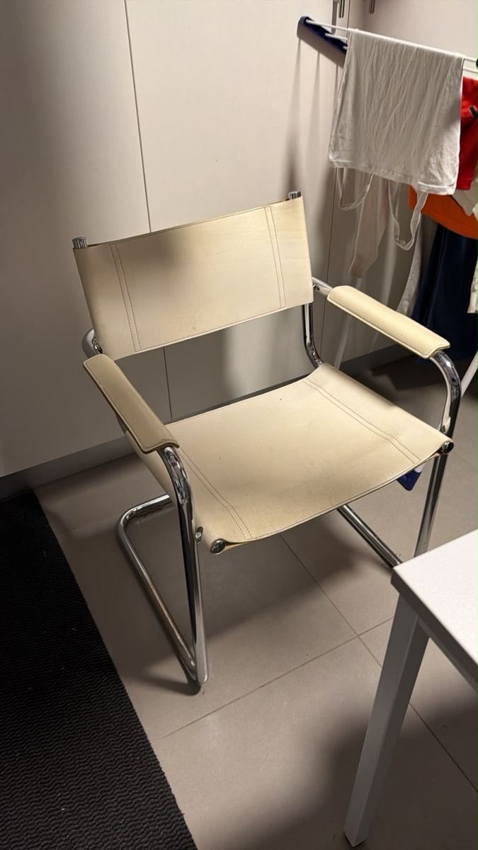 Sedie: Freischwinger Stuhl Chrom Leder creme – Usato da Zürich venduto da MigoB