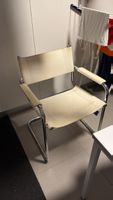 Freischwinger Stuhl Chrom Leder creme