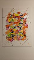 Tableau abstrait multicolore 60x 80 cm bon état