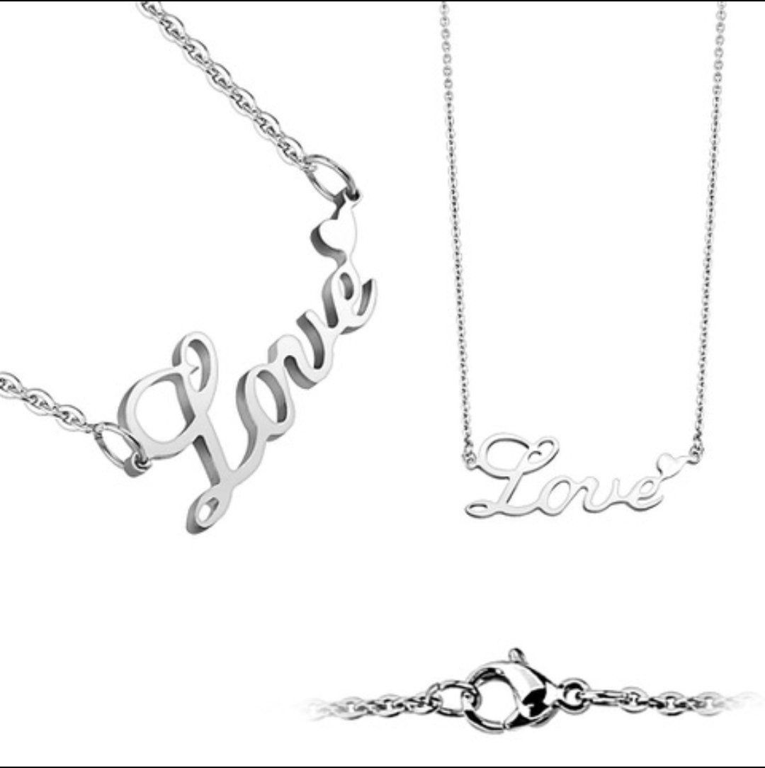 Catenine: Edelstahl-Kette "Love" silberfarben – Nuovo (secondo la descrizione) da Lotzwil venduto da dr.feelgood