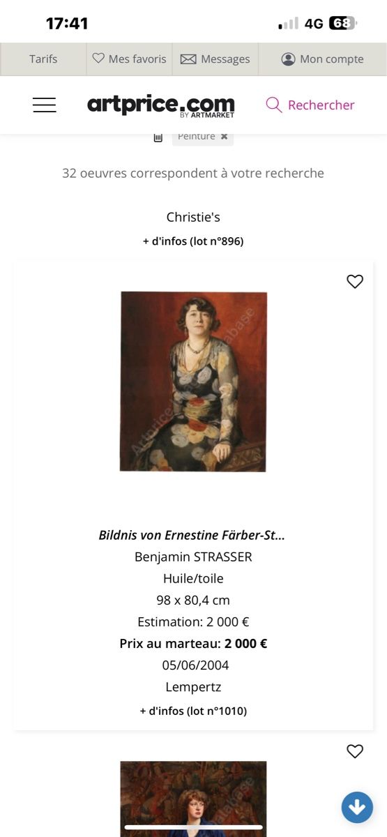Gemälde: Portrait signé BENJAMIN STRASSER 1949 – Defekt aus Genève von Qanil77 7