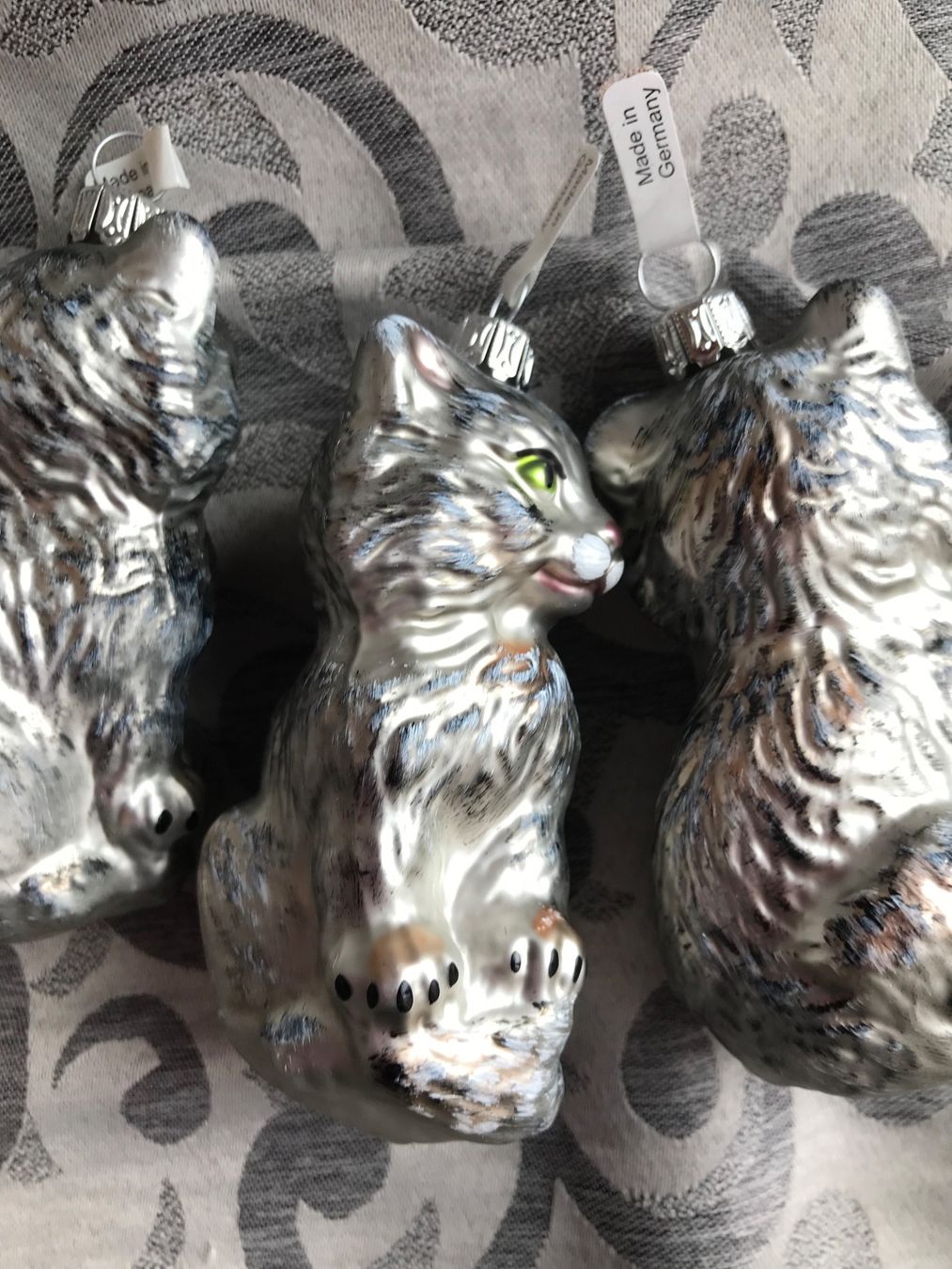Tutte le decorazioni: 3 Silbergraue Katzen Katze Christbaumschmuck – Nuovo e nell'imballaggio originale da Alpnach Dorf venduto da marvo 5