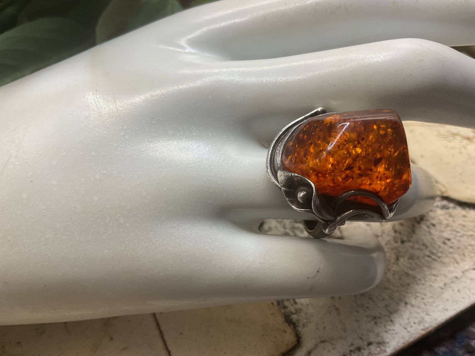 Anelli: Antiker Ring mit grossem, baltischem Bernstein, Gr.55 – Usato da Luzern venduto da S.Kern01 9