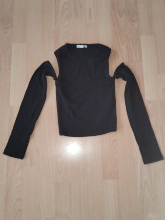 Top Partytop Shirt gerippt Schwarz Gr. S Stradivarius