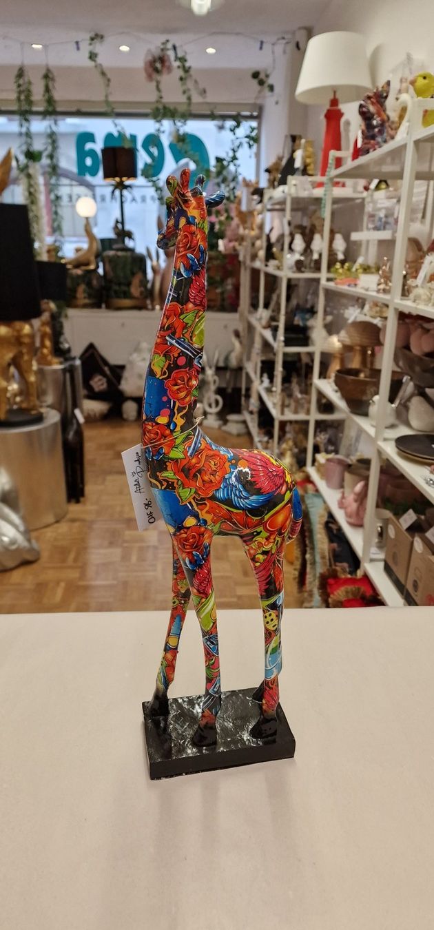 Statuette: Giraffe Graffiti Look Rot/Blau – Nuovo e nell'imballaggio originale da Schaffhausen venduto da AtelierPudesco 2