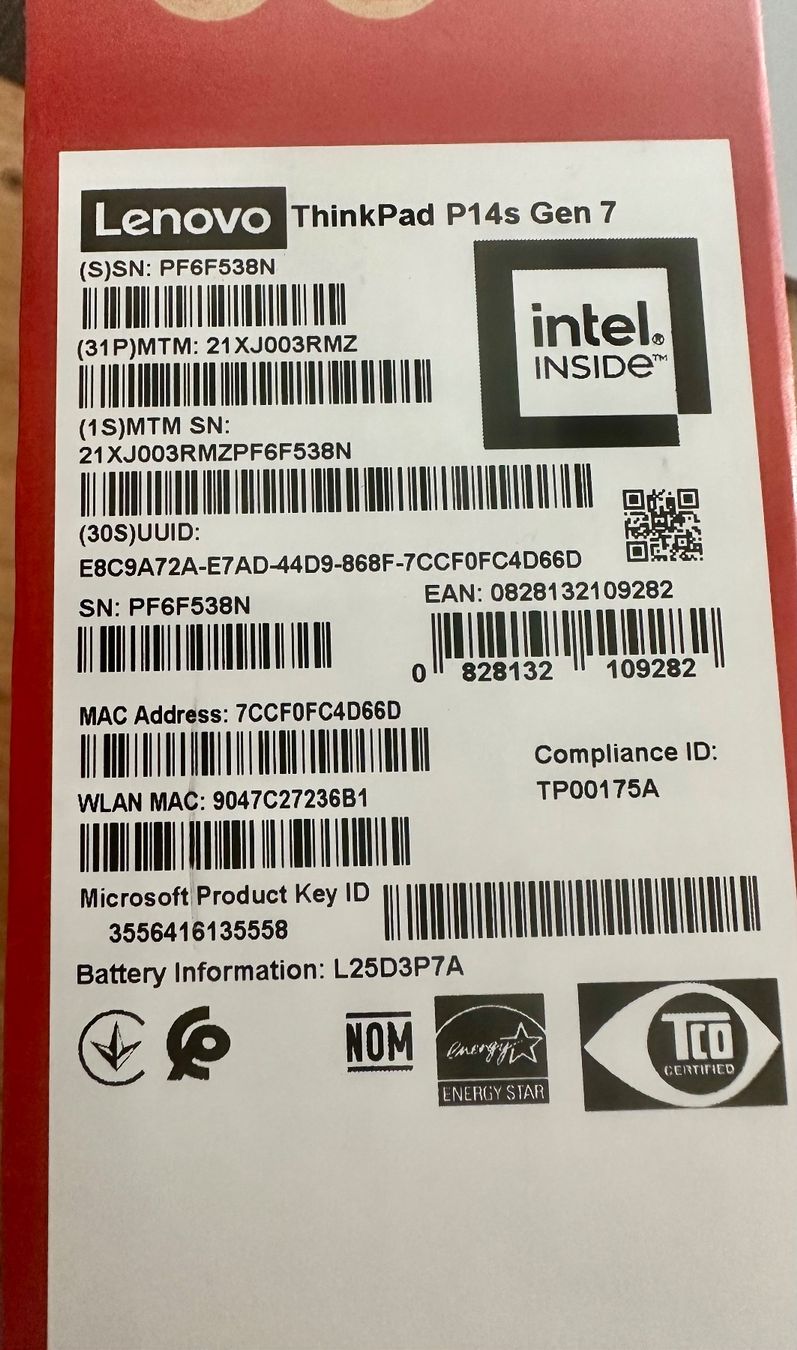 Lenovo Notebook: Lenovo ThinkPad P14s Gen 7 (X9) – Nuovo e nell'imballaggio originale da Seuzach venduto da Seuzemer 2