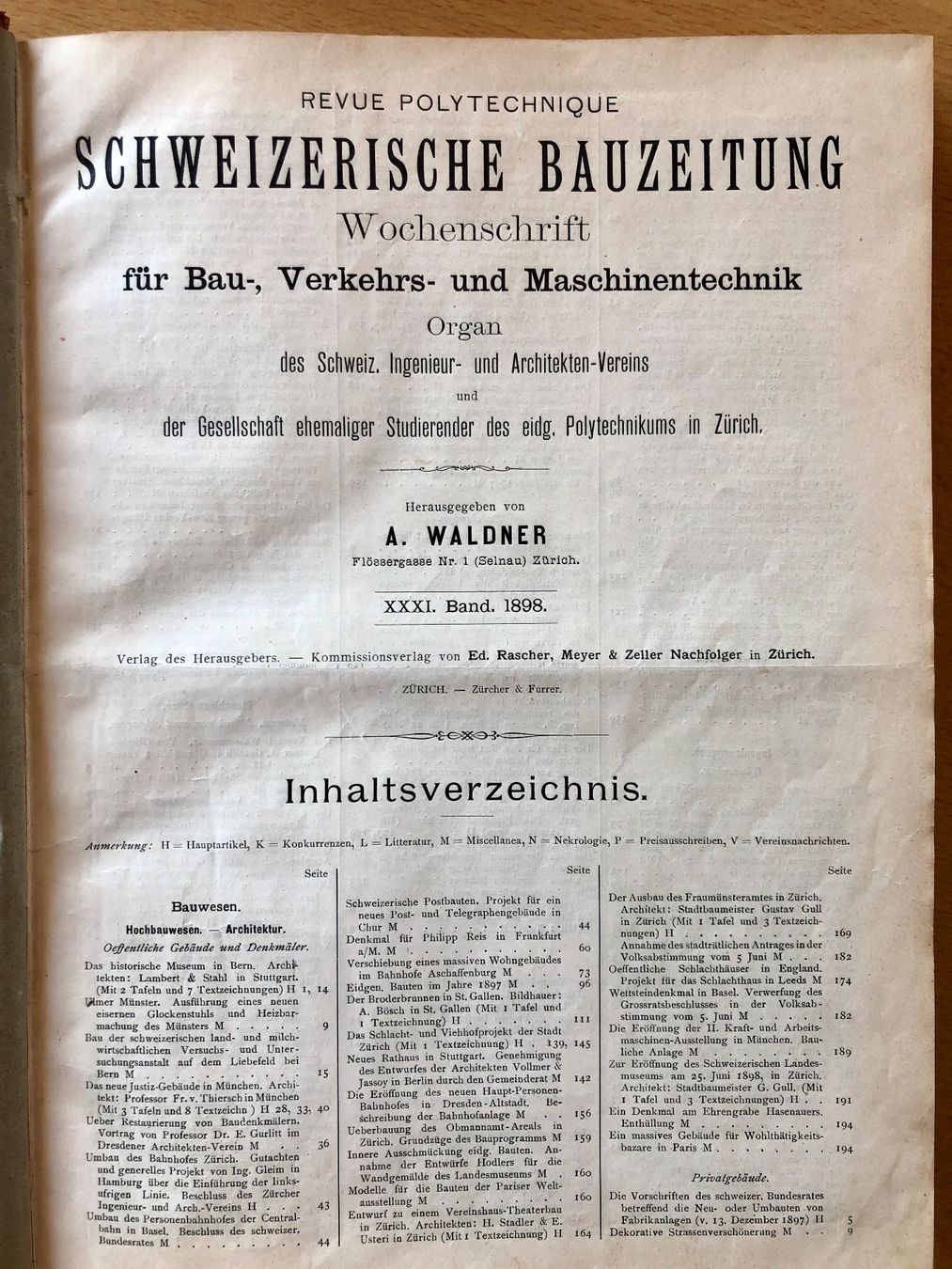 Bücher: Schweizerische Bauzeitschrift 1898 – Gebraucht aus Burgdorf von Attalos