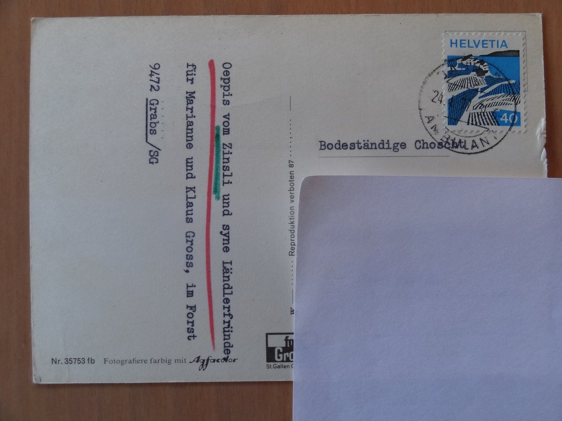 Cartoline postali: Grabs - (SG) - 1977 – Usato da St Léonard venduto da Riglin 1