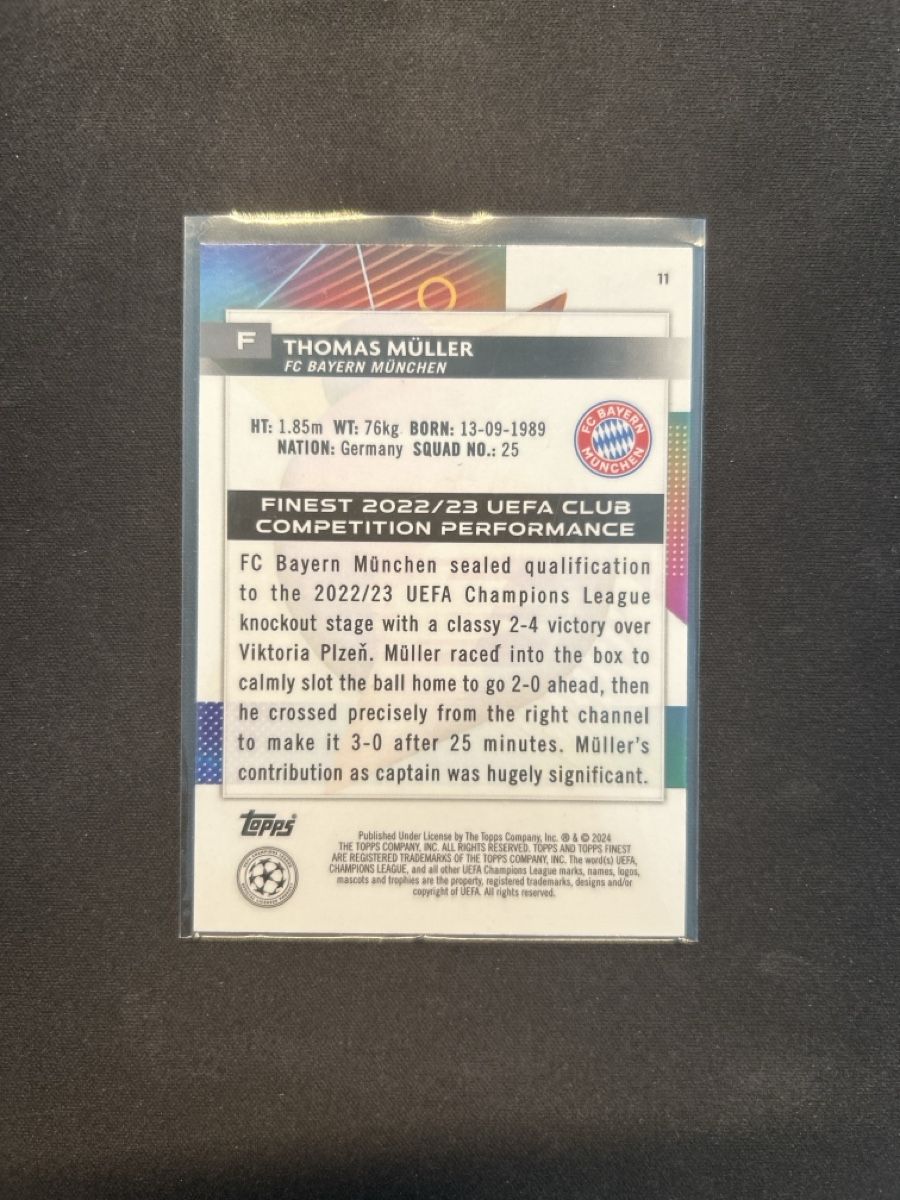 Topps Carte collezionabili: Topps finest Thomas Müller /275 light Blue  – Usato da Greppen venduto da hcv_cc2r 1