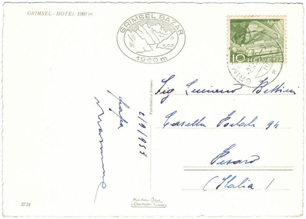Cartoline postali: AK Hotel Grimsel 1953 – Usato da Zürich venduto da tol_b7c7 1