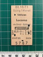 Schlieren - Locarno via Zürich Gotthard, altes Bahnbillett