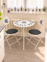 Weisses Vintage Bistroset mit Rosendesign, Tisch + 2 Stühle