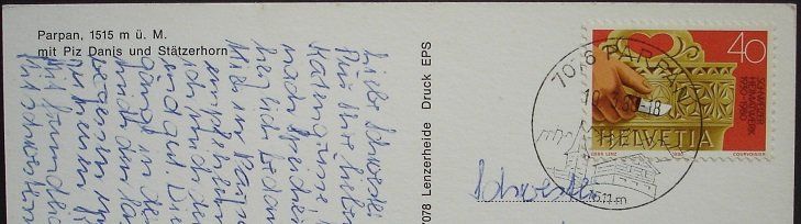 Cartoline postali: PARPAN mit Piz Danis und Stätzerhorn - Skilift – Usato da Jona venduto da philajona 1