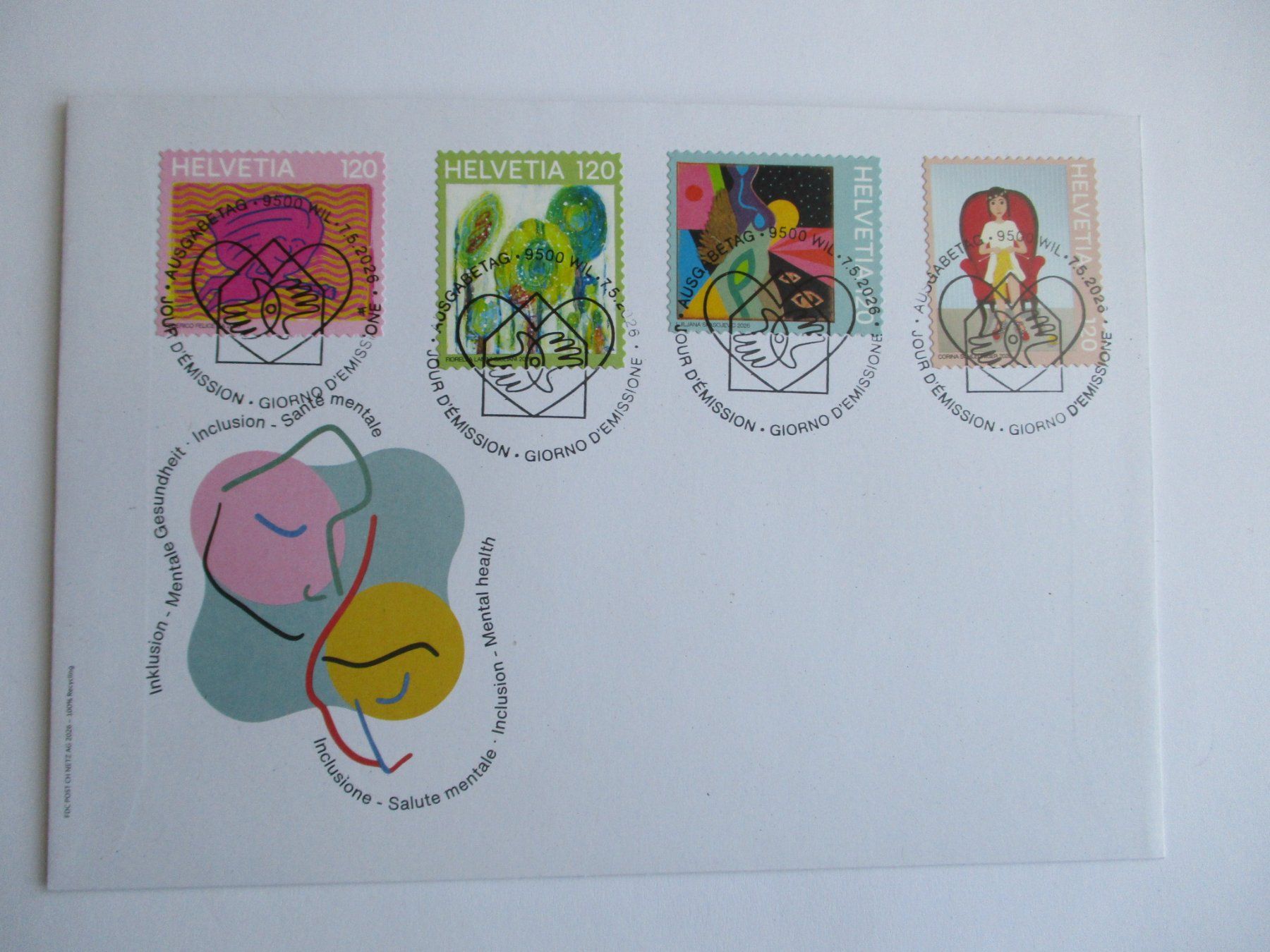 Tutti i francobolli: FDC Heilende Kunst aus Viererblock  B – Nuovo (secondo la descrizione) da Langnau b. Reiden venduto da Aktuell88
