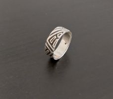 RING SILBER 925 HALBSEITIG  GEMUSTERT UND GESCHWÄRZT