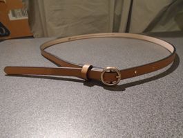 Gürtel Grösse S, H&M, hellbraun, Schnalle goldfarbig/rund