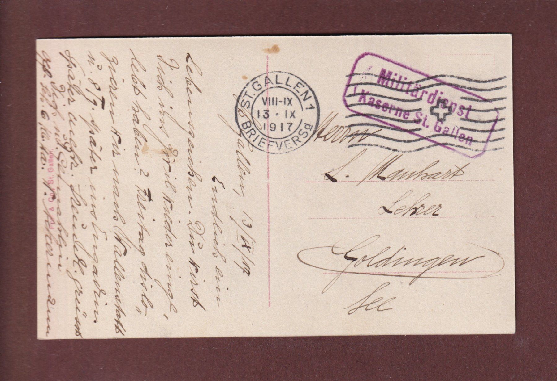 Cartoline postali: FÄHLENSEE - Staubern - Hohen Häusern - 1917 Feldpost – Usato da Pully venduto da nicecards 1
