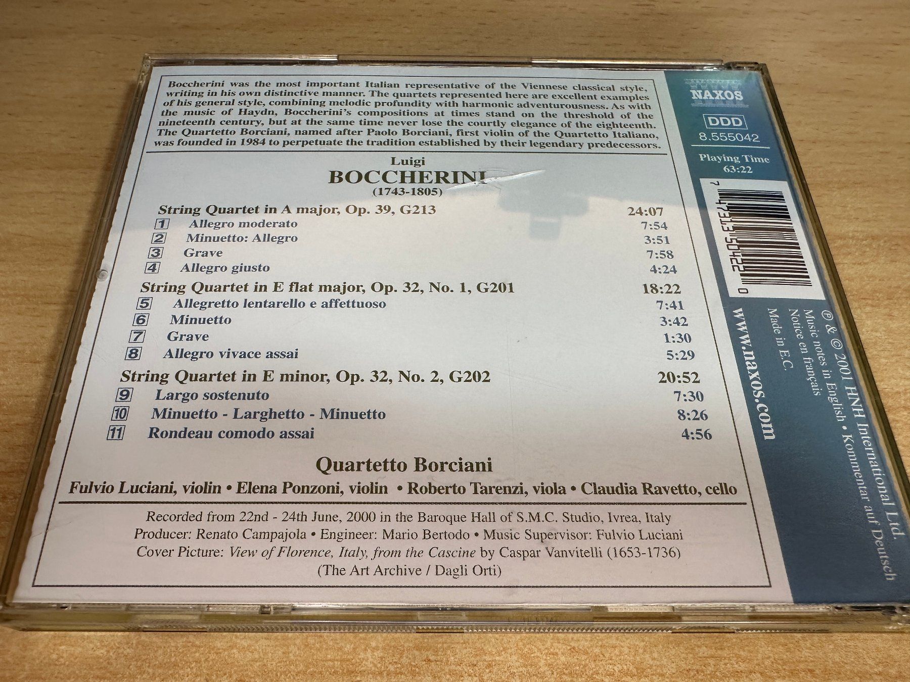 CD: D8 Boccherini Quartetto Borciani String Quartets, Op. 32 39 – Usato da Rikon im Tösstal venduto da Alpenmutz 1