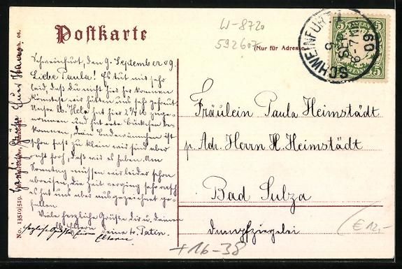 Cartoline postali: Grusskarten-AK Schweinfurt a. M., Schlos – Usato da Berlin venduto da bartko-reher 1