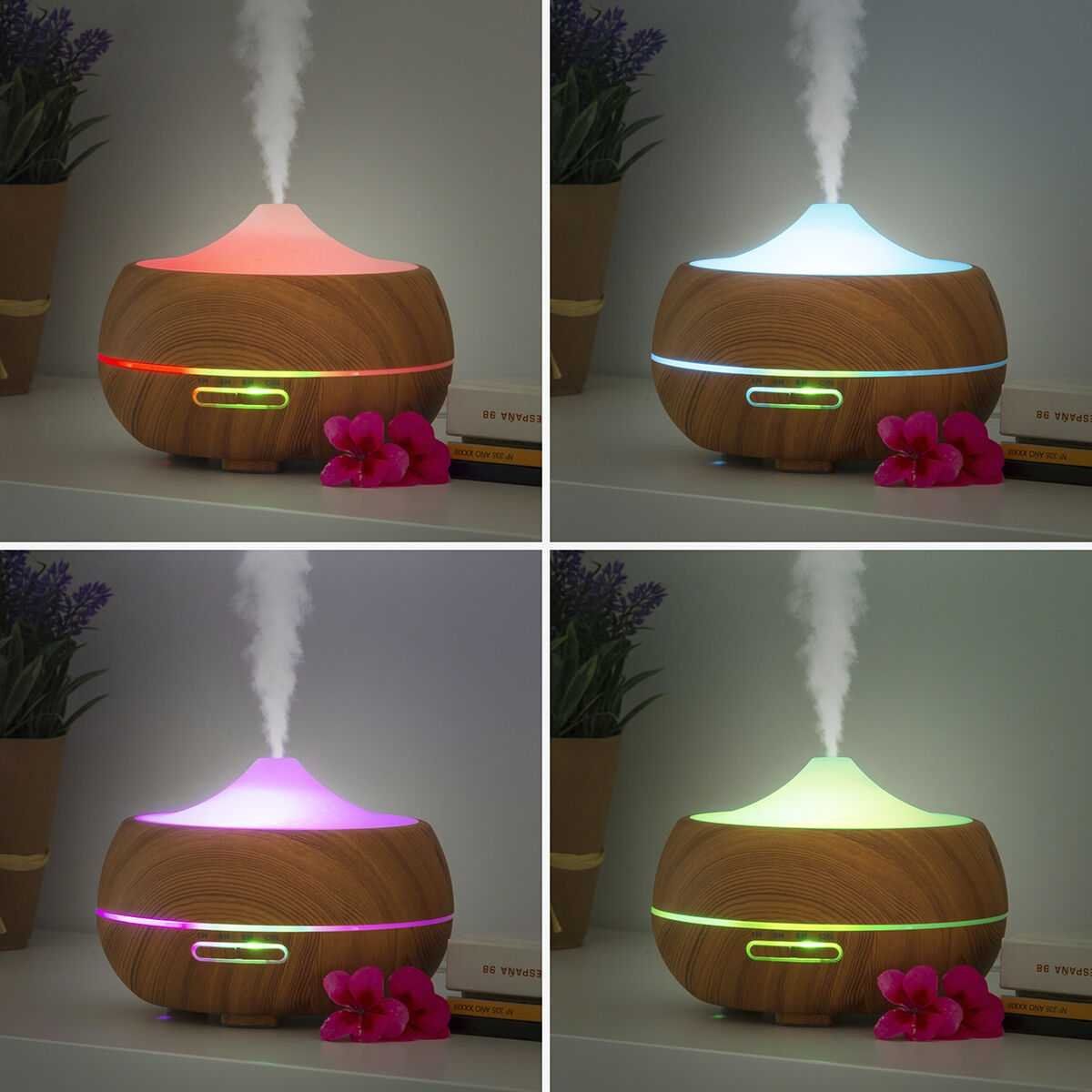 Diffusori di oli essenziali: Aroma-Diffusor & Luftbefeuchter, multicolor-LED, Holz-Effekt – Nuovo e nell'imballaggio originale da Giubiasco venduto da news-shop 4