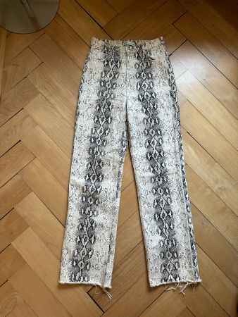 ZARA - Jeans schwarz-beige Reptil Print 38