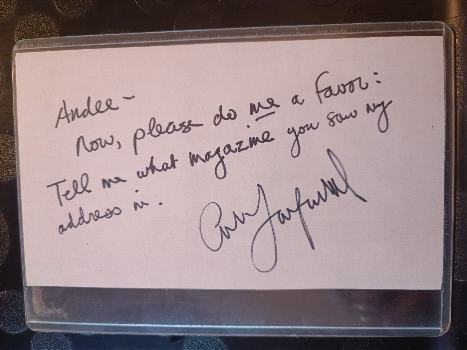 Autogramme: Art Garfunkel - handsignierte handschriftliche Mitteilung – Gebraucht aus Menziken von Artographs