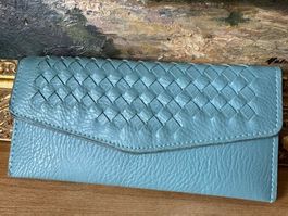 Light Blue Woven Wallet, Great Condition for Summer!