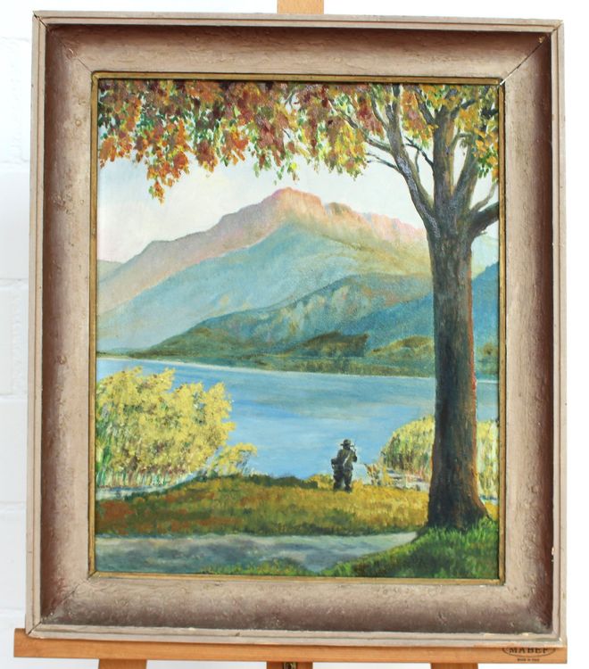 Herbstliches Gemälde mit einem Fischer am See (Gebraucht) in Volketswil ...