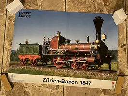 altes Plakat Zürich - Baden # Zug Bahn Poster Vintage antik