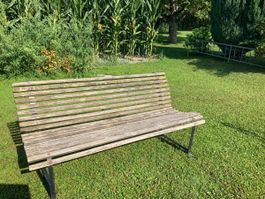 Gartenbank Holz Metall gebraucht mit Lamellen