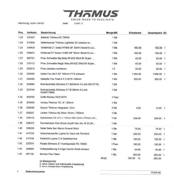 Thömus Biciclette: Thömus Lightrider EII Pro, Grösse XL – Usato da Däniken venduto da Saam1 6