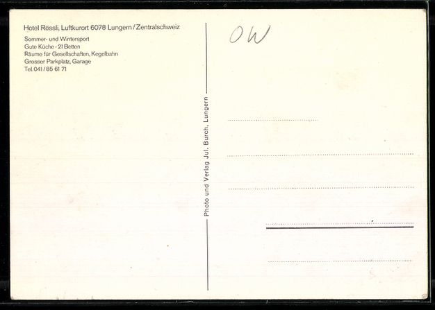 Cartes postales: AK Lungern, Hotel Rössli, Gartenterrasse – D'occasion à Berlin par bartko-reher 1
