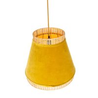 Hängelampe - gelbe Lampe mit Samtschirm