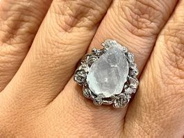 100% Echter Aquamarin-Rohstein-Ring – ungefärbt
