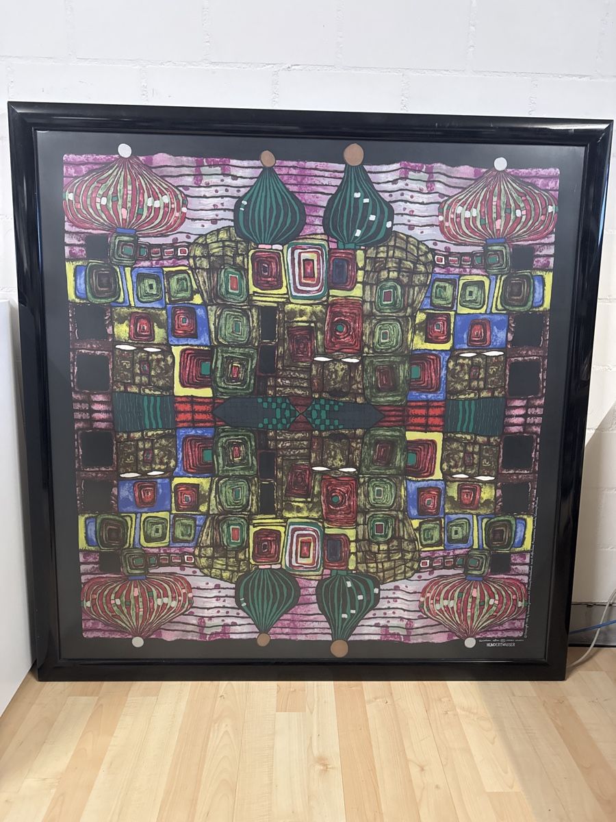 Foto & Immagini: Hundertwasser Seidentuch gerahmt mit Glas – Usato da Ehrendingen venduto da Sansav