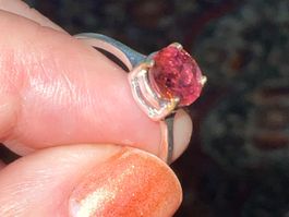 Natural Red Tourmaline Rubelite Ring 925 Sterling Silver 56