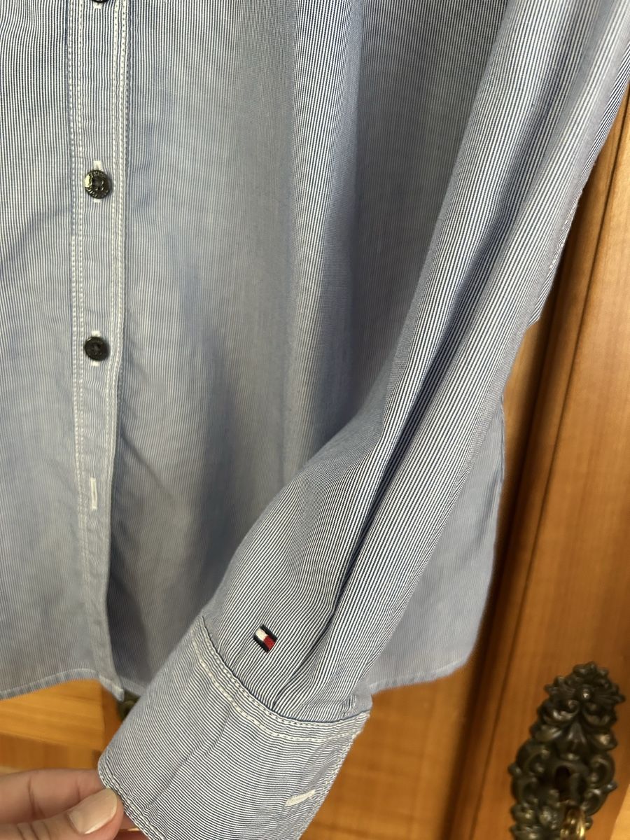 Tommy Hilfiger Camicette: Hilfiger Bluse, Gr. 6/S blau gestreift, mit Rüschen – Usato da Worben venduto da fra_s78y 3