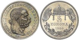 Ungarn, 5 Kronen 1900, Nachprägung mit Rosette
