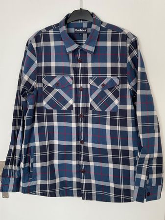 Barbour Jacke Gr L blau/weiss mit Taschen, Hemdjacke