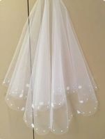 NEUER Schleier 150cm IVORY ohne Kamm Blumen & Perlen- 223328
