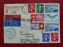 1939, sauberer FLUGBRIEF nach LONDON, markenreich frankiert.
