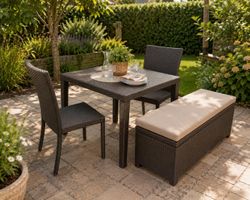 Rattan Lounge Set 4-teilig braun guter Zustand für Terrasse