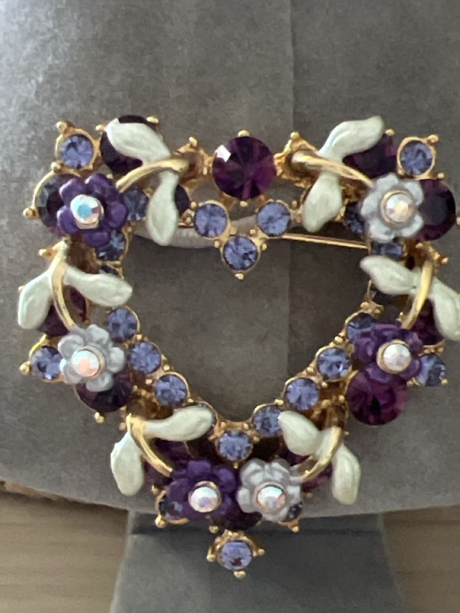 Spille & Fermagli: Herz Brosche lila Blumenranken – Nuovo (secondo la descrizione) da Seon venduto da Sunny-Schmuck78 1